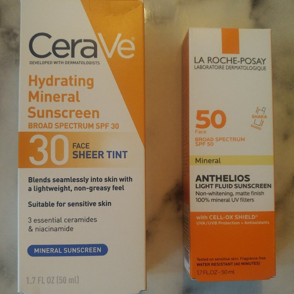 Full Size Sunscreen Bundle - La Roche Posay SPF 50 & CeraVe SPF 30 Mineral - NEW